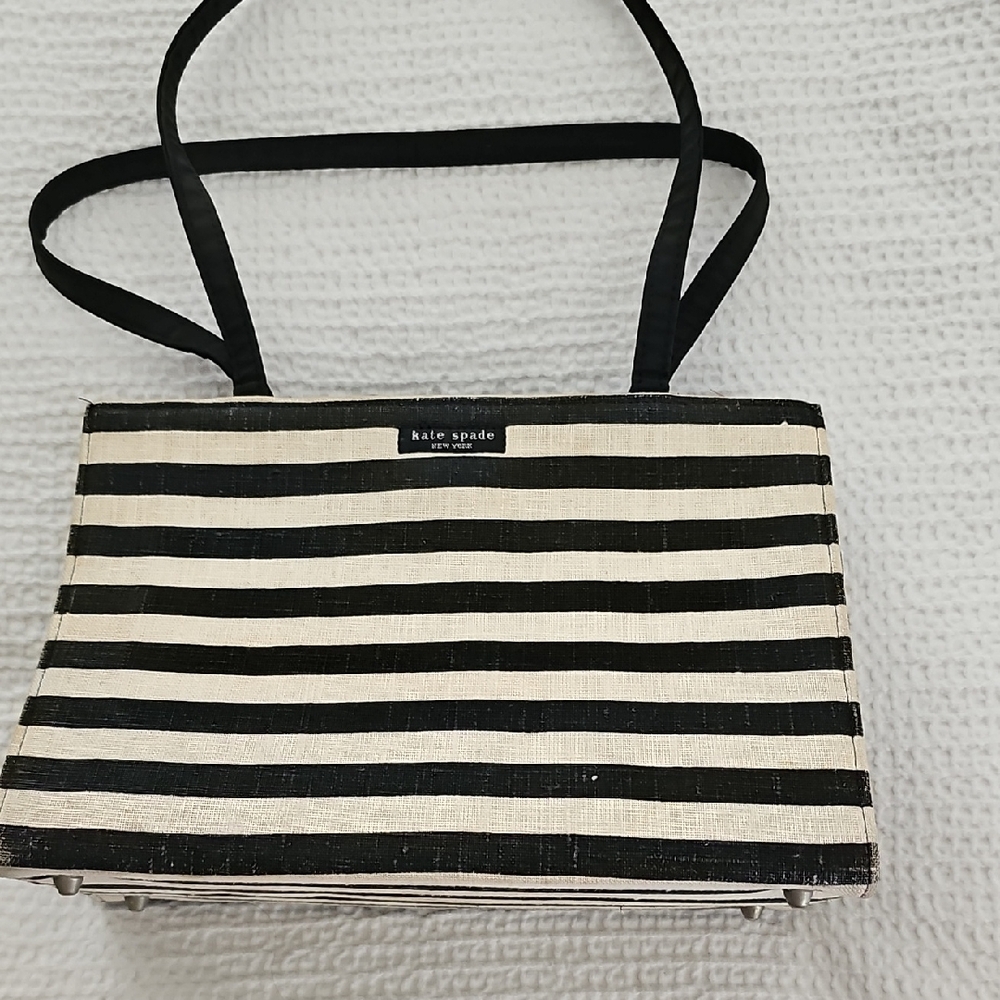 Kate Spade Striped Black and Cream Shoulder Bag